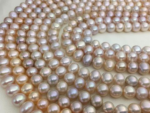 MoniPearl Farmed 8-9mm Lavender  Potato Pearl Large Hole Strand,High Luster Freshwater Cultured Pearls Full Strand Approx 52pcs