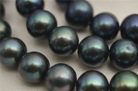 MoniPearl Black Farmed 8.5-9.5mm Potato Pearl Large Hole Strand,Tahitian Style Pearl Freshwater Pearl Strand