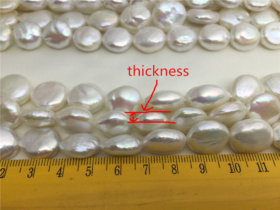 MoniPearl Button Pearl,15-17mm Very Big White Round Button Coin Pearl,thick,large hole size-1.5mm,2mm,high luster-Coin Pearl-petite Pearl-Pearl Jewelry,HZ-42-3