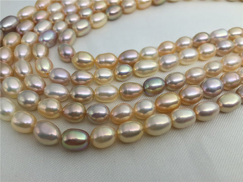 MoniPearl Rice Pearl Wholesale,5 strands,VERY RARE,6-7mm Metallic luster rice pearl strand,high luster freshwater pearls,approx 46pcs, loose freshwater pearl,