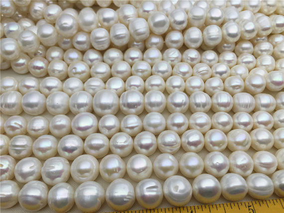 MoniPearl Farmed 12mmx12-14mm  Big Potato Large Hole Strand,Freshwater Cultured Pearls Full Strand approx 31pcs  CR12-2A-1