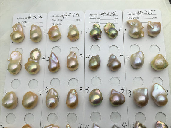 MoniPearl Baroque Pearl,13-17mmx18-28mm,212-215,pink godlen Flameball Pearl Pairs,large Baroque pearl,Baroque Cultured Freshwater Pearl,flameball pearls,wholesale