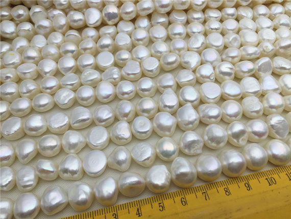 MoniPearl Baroque Pearl,flat baroque pearls,12mm,full strand,white pearl,Metallic Iris gray, around 36pcs,baroque pearl,loose pearl beads,DIY,wholesale,LM12-2A-2