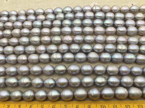 MoniPearl Rice Pearl 9.5-10.5X10-12mm,grey Rice pearls,A quality,39cm length strand, around 30pcs,rice pearl,loose pearl beads,DIY,high luster,LR10-A-1