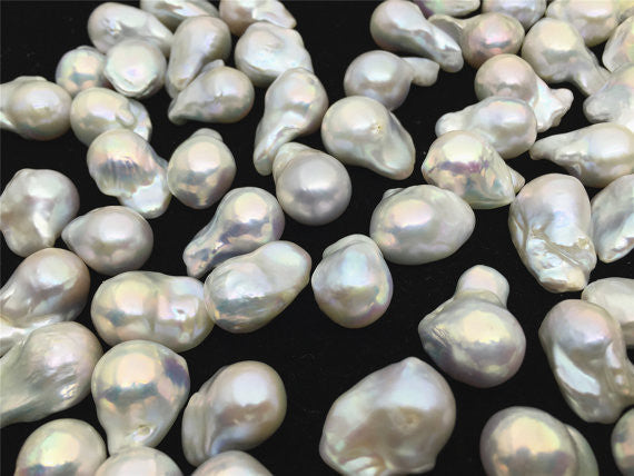 MoniPearl Baroque Pearl,1 pearl,White Natural Sliver Grey Flameball Pearl,14-17mm,Hot Sale,Baroque pearl Pendant,Baroque Cultured Freshwater Pearl,flameball pearls,HZ52